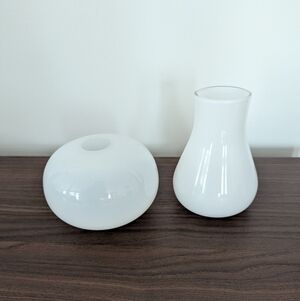 IKEA 2 small milky white glass vases by Barbro Wesslander & Pia Amsell